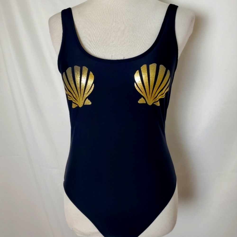 Arizona Jean Co. black shell one piece bathing suit